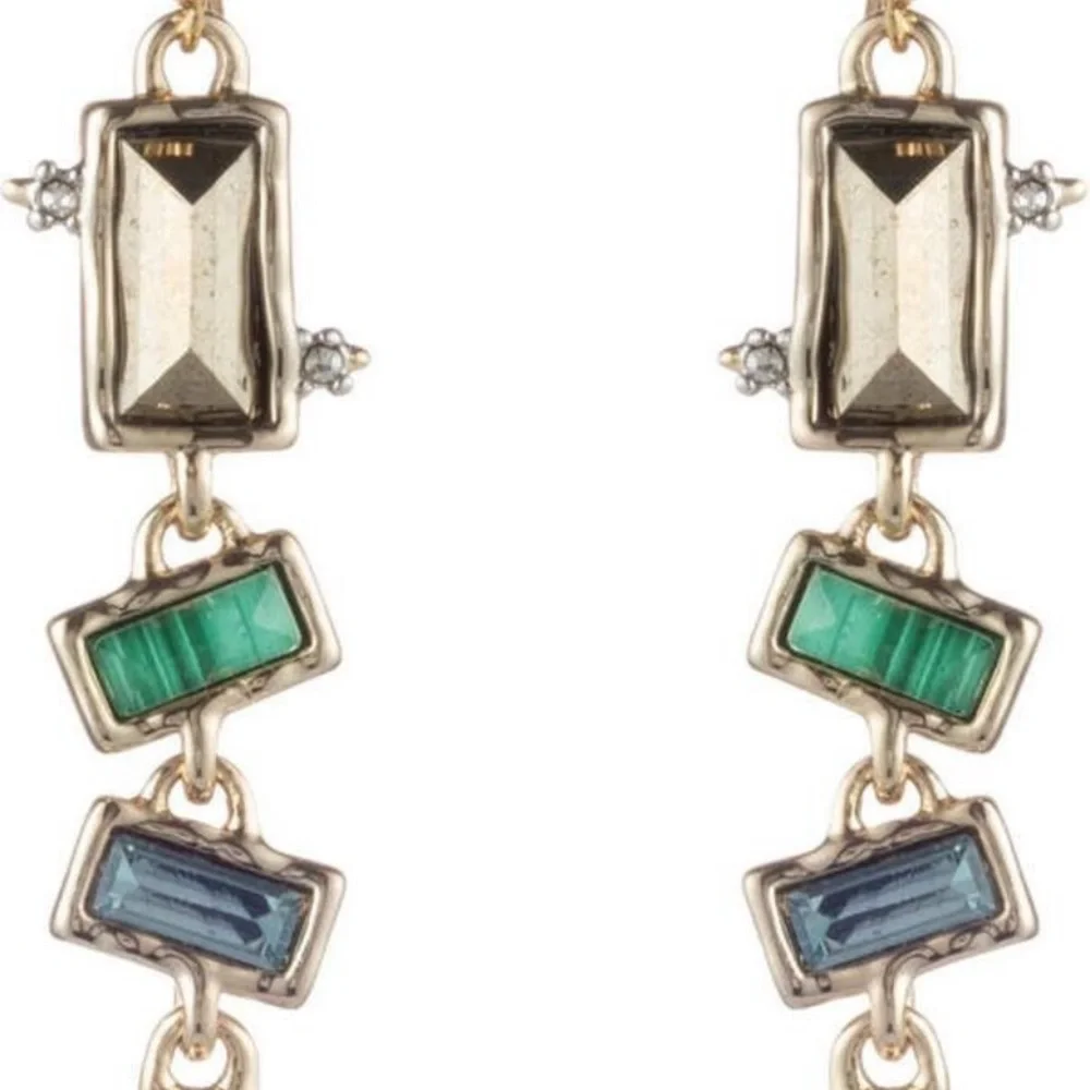 Alexis Bittar Molten Metal Multi Gemstone Malachite Dangling Earrings - Picture 11 of 15